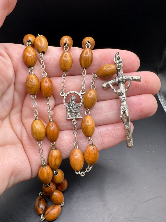Vintage Rosary with Crucifix Wooden Beads from  I… - image 1