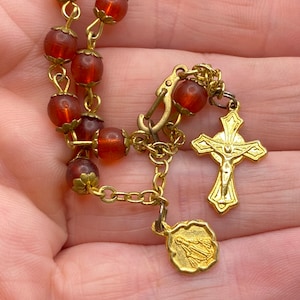 Vintage Rosary style beads short length to hold in hand with Crucifix