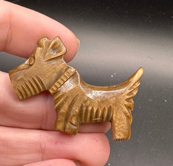 Vintage Carved Bakelite Scottie Dog Pin Etsy Australia