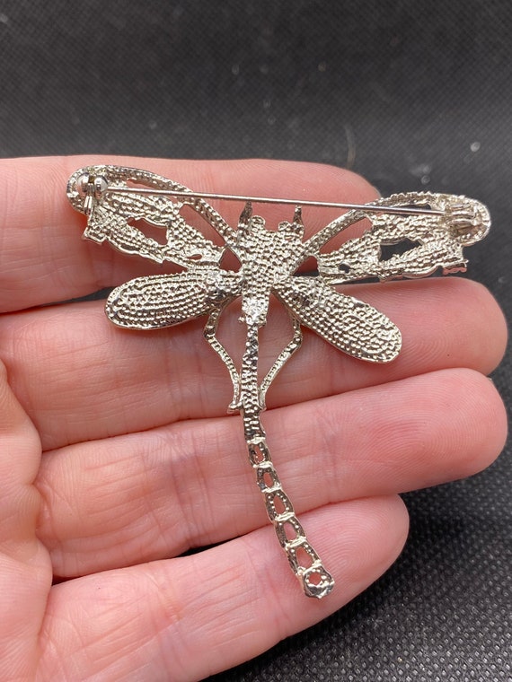 Vintage Rhinestone Dragonfly Pin - image 3