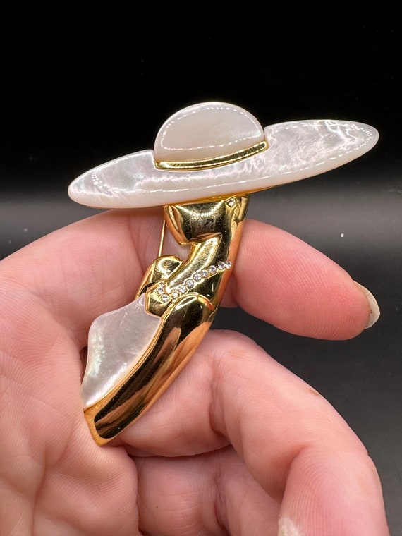 Vintage Art Deco Style Woman in Hat Pin - image 1