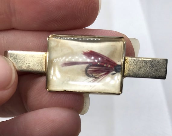 Vintage PIONEER Tie Clip with Fly Fishing theme - image 1