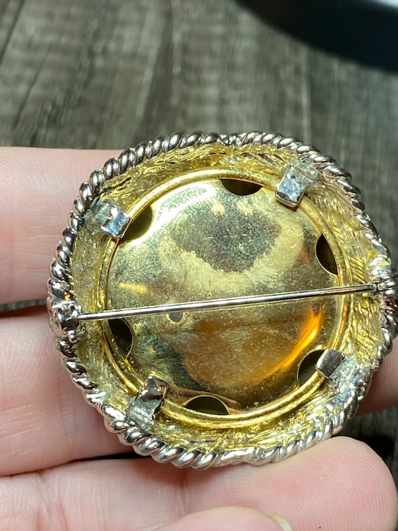 Vintage Modern Mixed Metal Abstract Shawl Pin - image 2