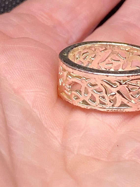 Vintage Openwork Leaf Scrollwork Ring size 7 - image 1