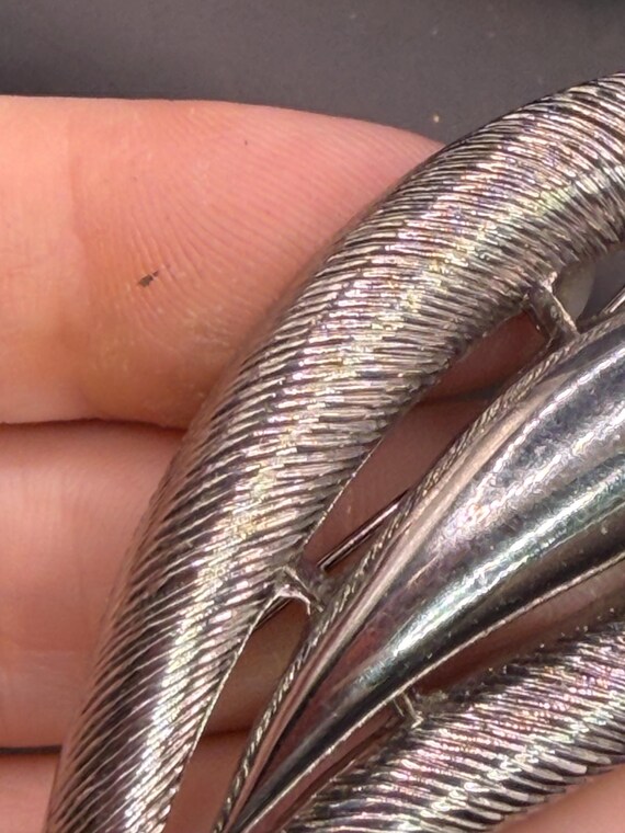 Vintage Modern Abstract M Jent Silver Tone Metal … - image 5