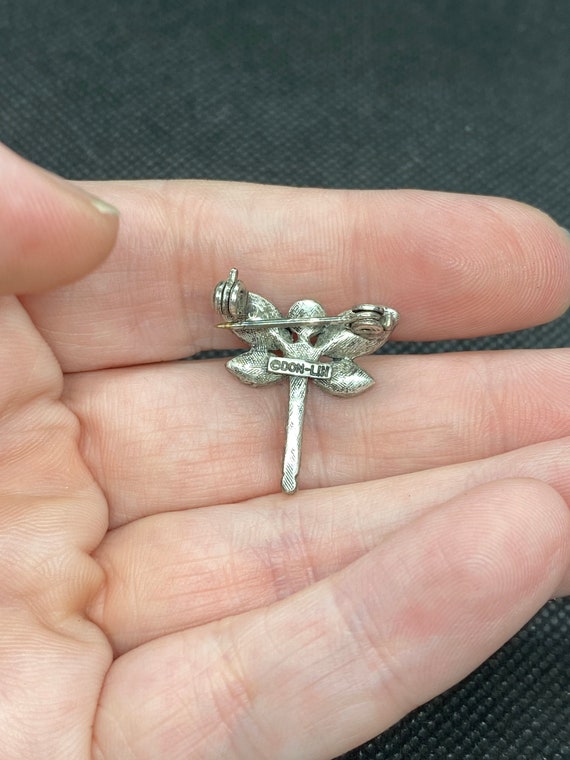 Vintage Dragonfly Pin Faux Pearls by Don Lin - image 2