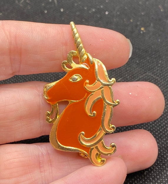 Vintage Enamel Unicorn Pin - image 1