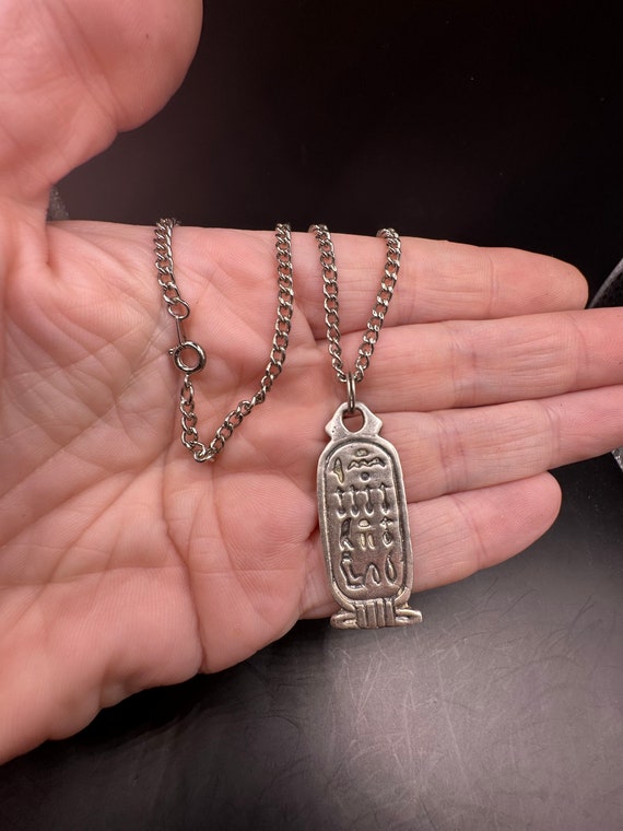 Vintage Sterling Egyptian HIEROGLYPHICS Pendant ne