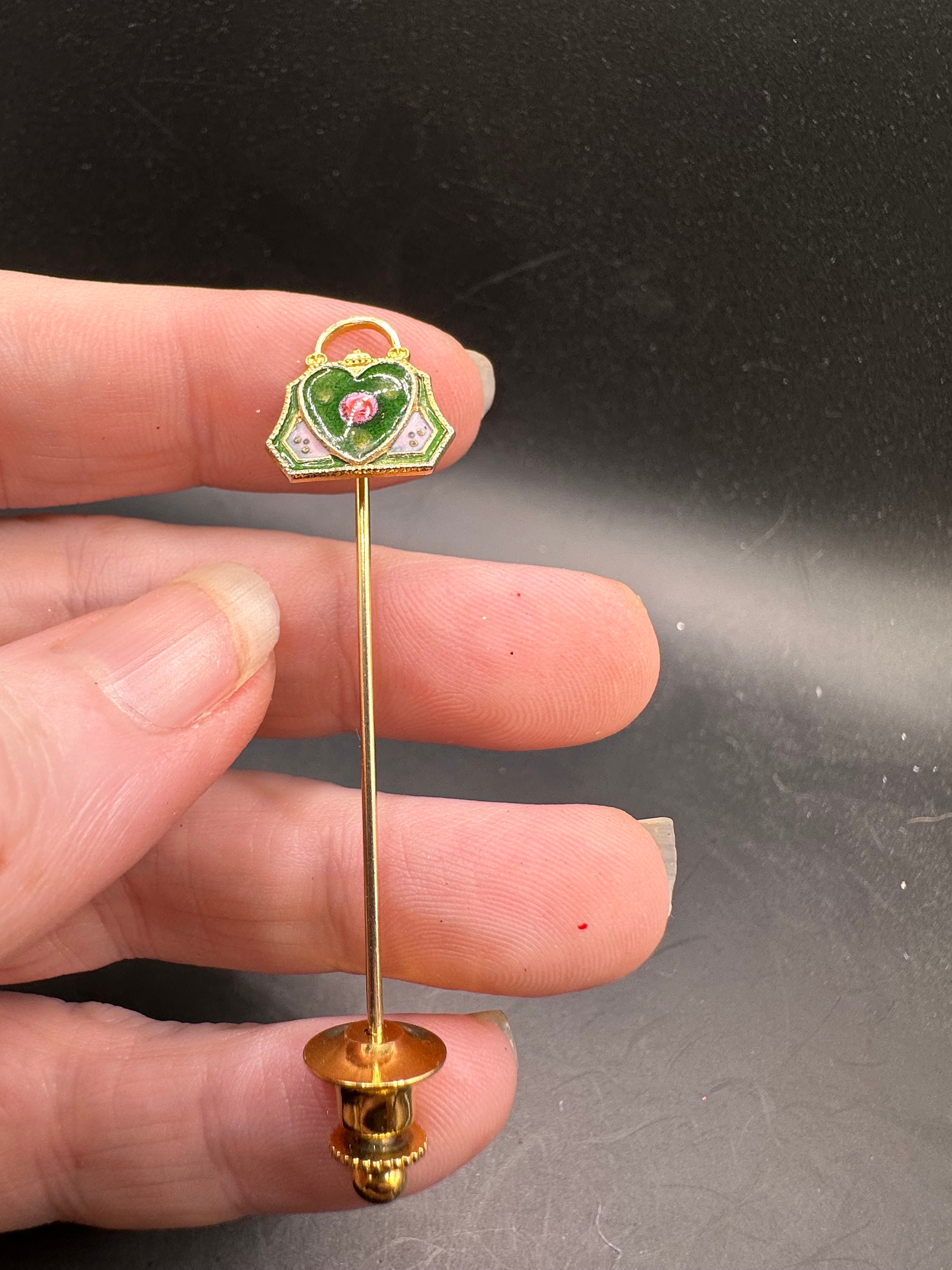 Pin Puse Vintage Enamel Floral Purse Stick Pin - Etsy