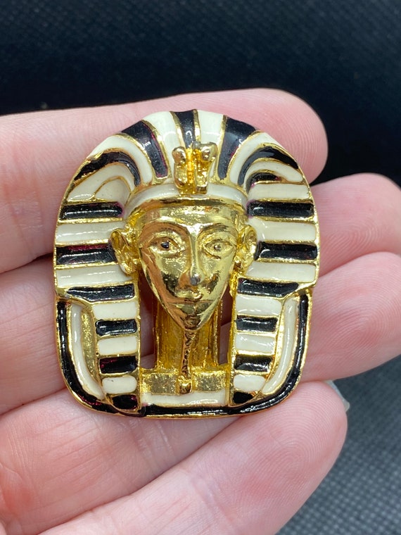 Vintage Enamel Egyptian pharaoh Pin - image 1