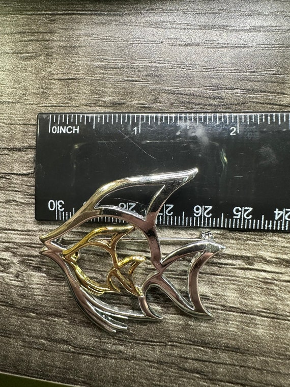 Vintage Mixed Metal Angel Fish Pin - image 3