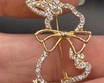 Ancien Pin's Broche Tortue - Plaqué Or Et Strass, Vintage, Occasion