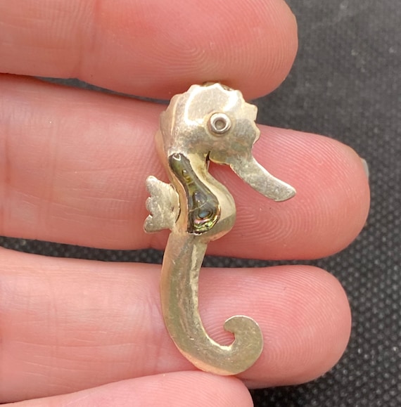 Vintage Sterling Silver Seahorse Pin - image 1