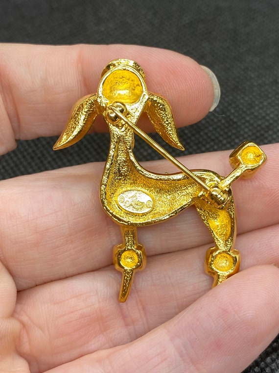 Vintage Rhinestone Poodle Pin - image 4