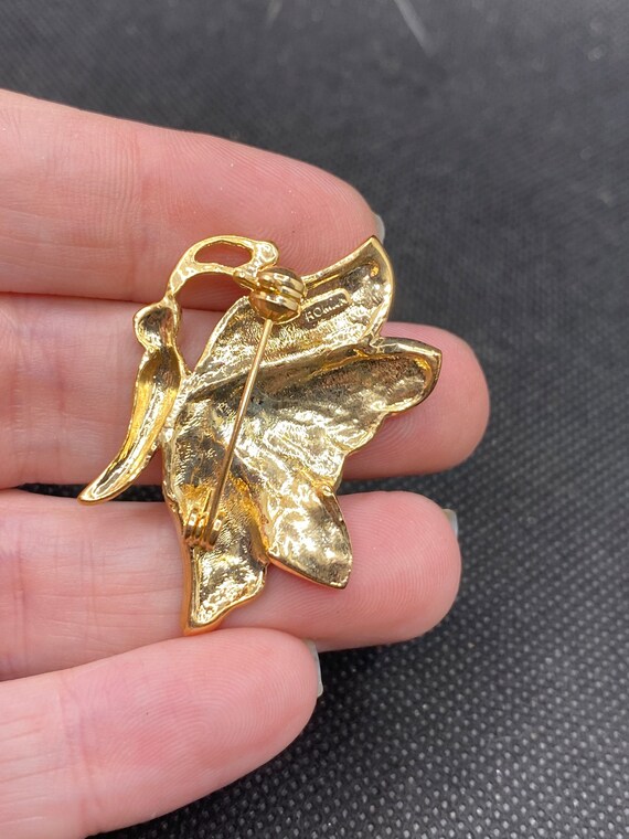 Vintage Rhinestone Butterfly Pin by Roman - image 2
