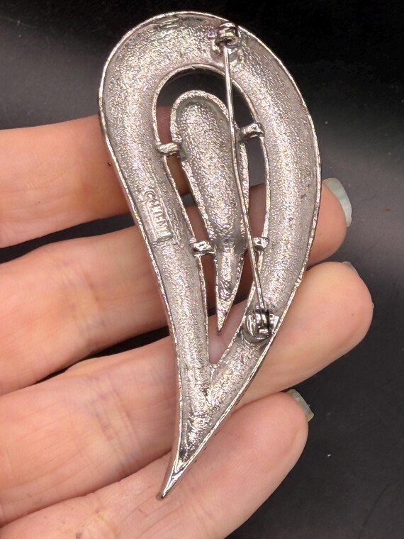 Vintage Modern Abstract M Jent Silver Tone Metal … - image 3