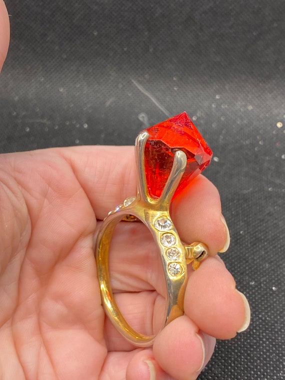 Vintage Oversized Statement Piece Ring Rhinestone… - image 4