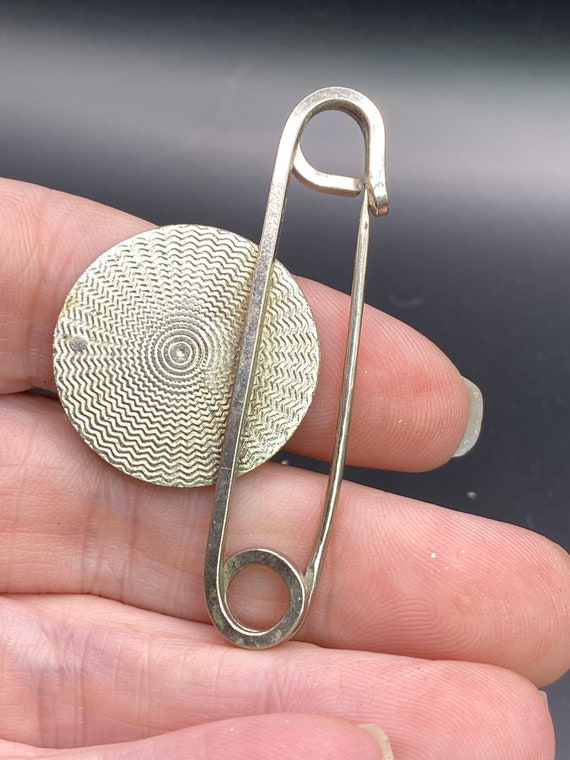 Vintage Safety Pin Shawl Pin Waves Japanese Style Art Gem