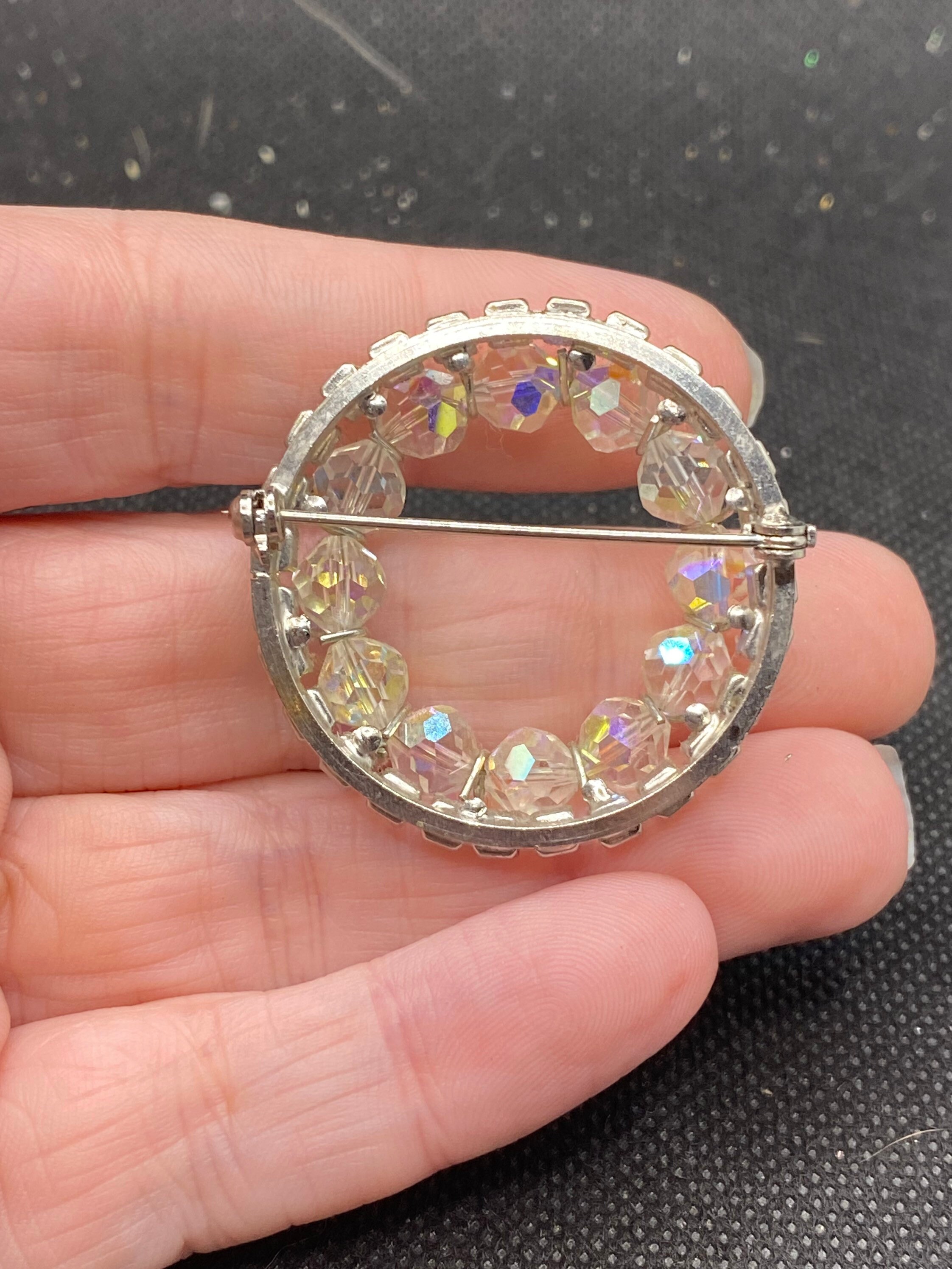 Vintage Circle Rhinestone Pin - Etsy