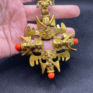 Vintage Castlecliff Larry Vrba Aztec Themed Oversized Necklace