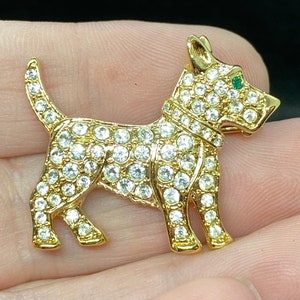 Vintage Rhinestone Scottie Dog Pin