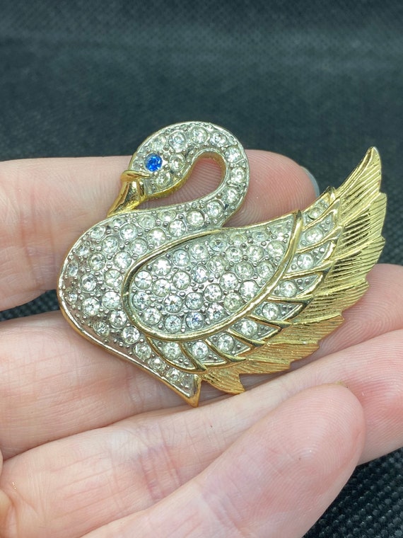 Vintage Swan Pin with Rhinestones by Park Lane