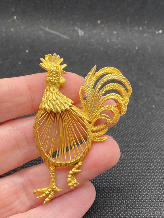Vintage Chicken Rooster Pin - image 2