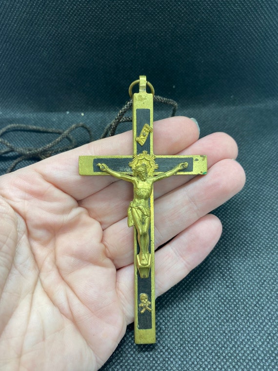 Vintage Religious Oversized Pendant Cross Crucifix - image 1