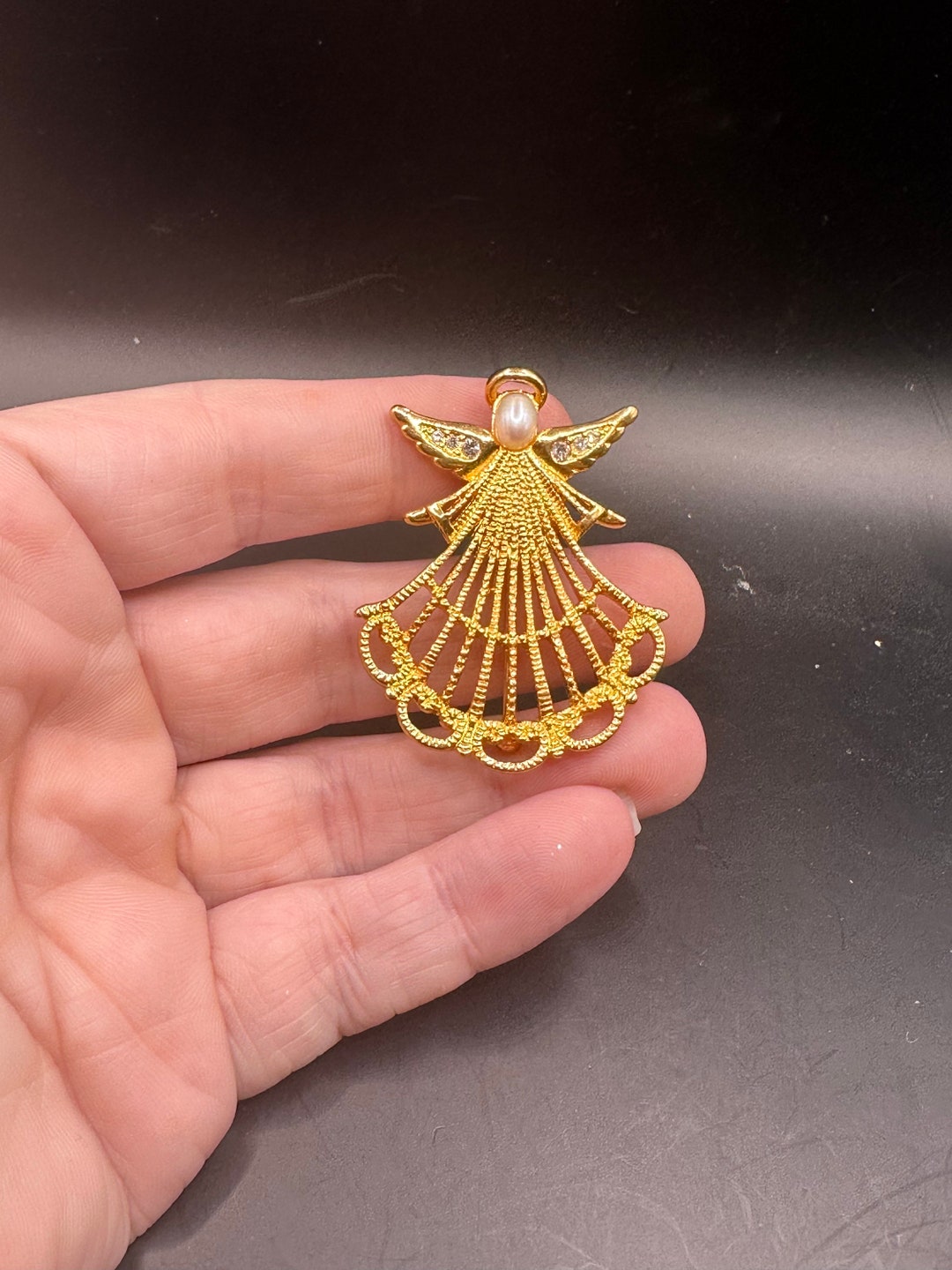 Ruby Angel Pin Vintage Rhinestone Faux Pearl Angel Pin - Etsy