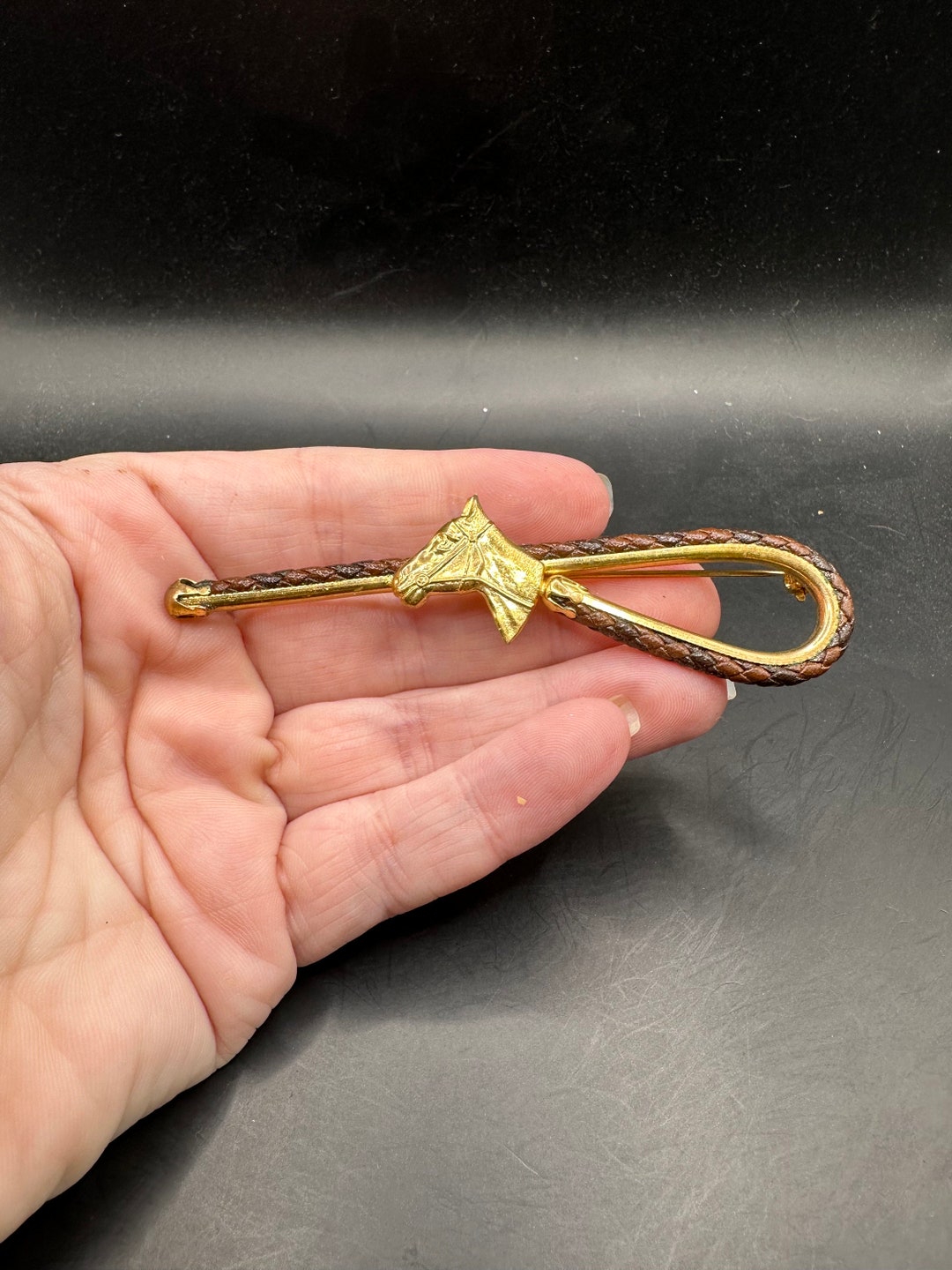 Vintage Horse Riding Equestrian Leather Pin - Etsy