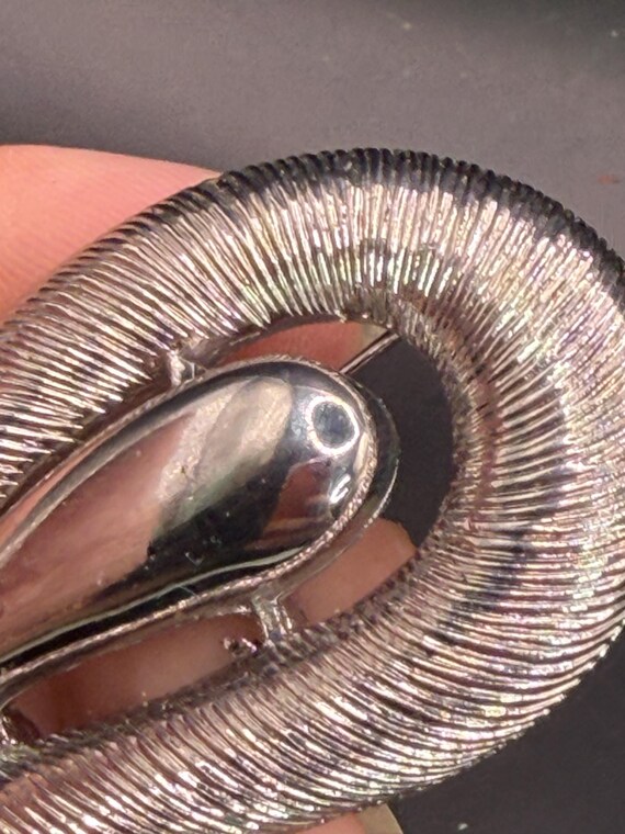 Vintage Modern Abstract M Jent Silver Tone Metal … - image 6