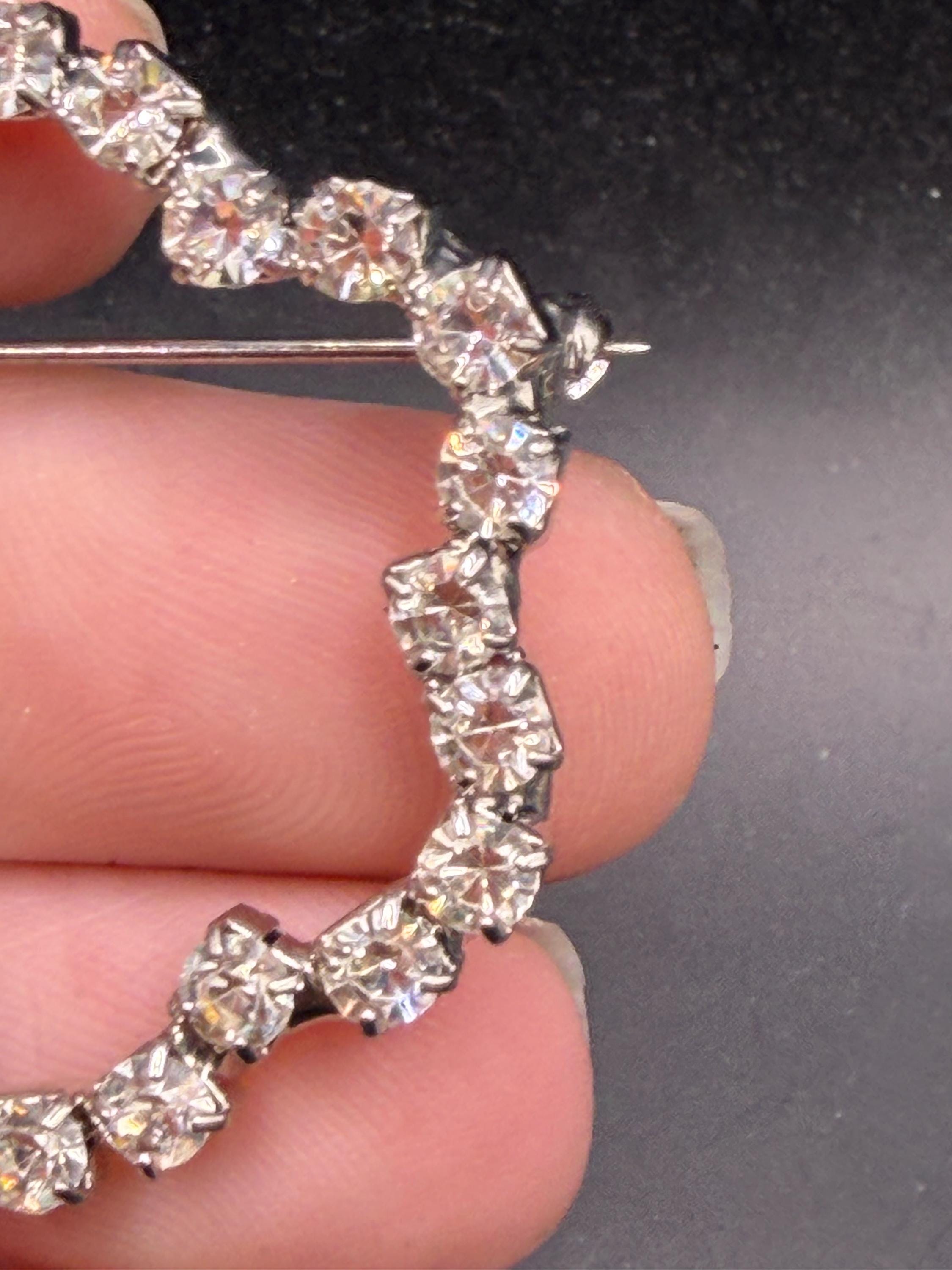 Vintage Silver Tone Rhinestone Swirl Pin - Etsy