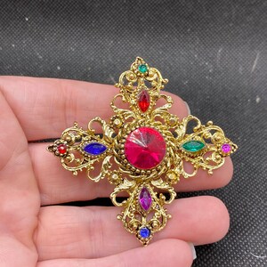 Vintage Large Rhinestone Royal Renaissance Pin Statement Piece