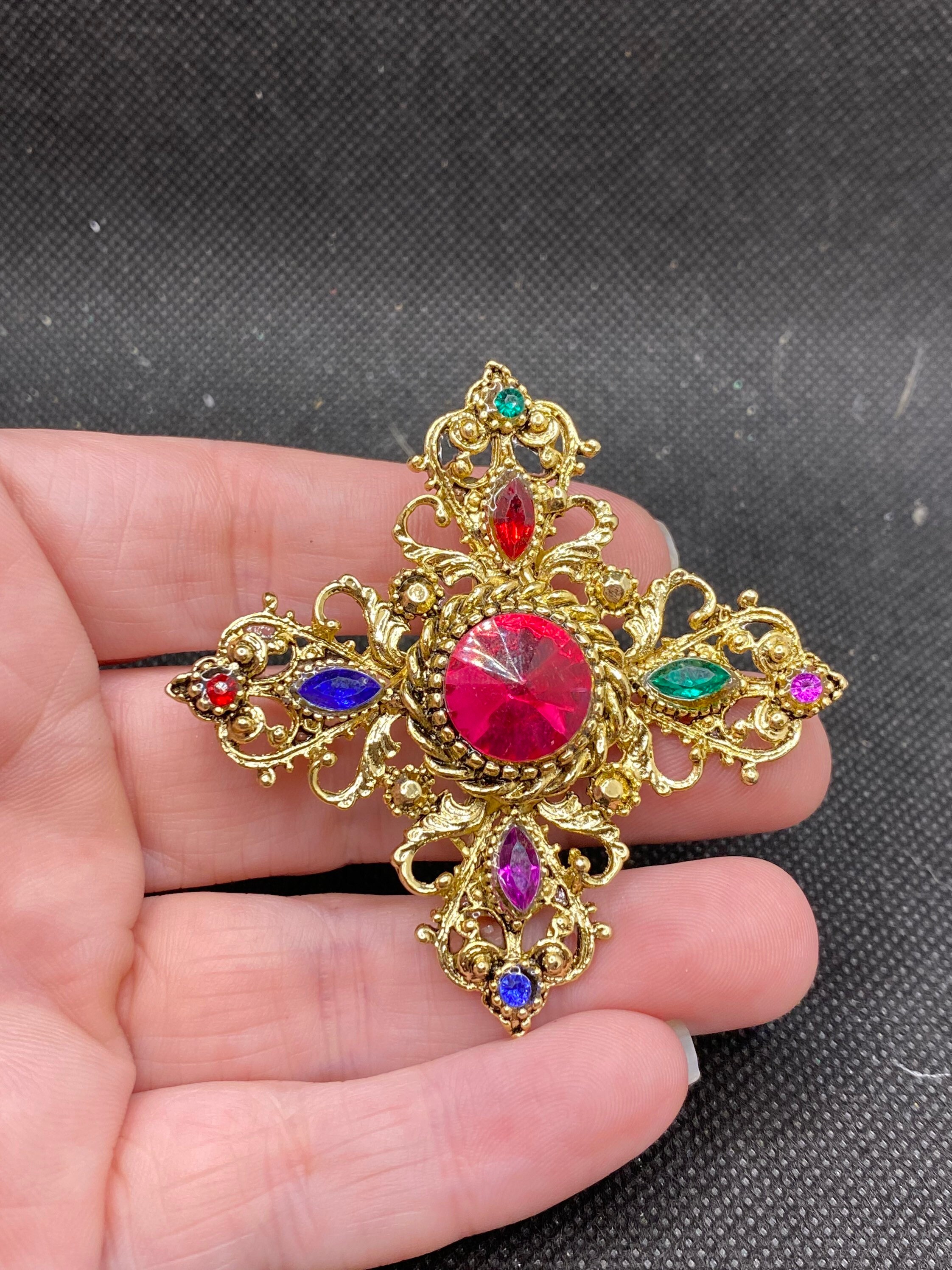 Vintage Large Rhinestone Royal Renaissance Pin Statement Piece - Etsy