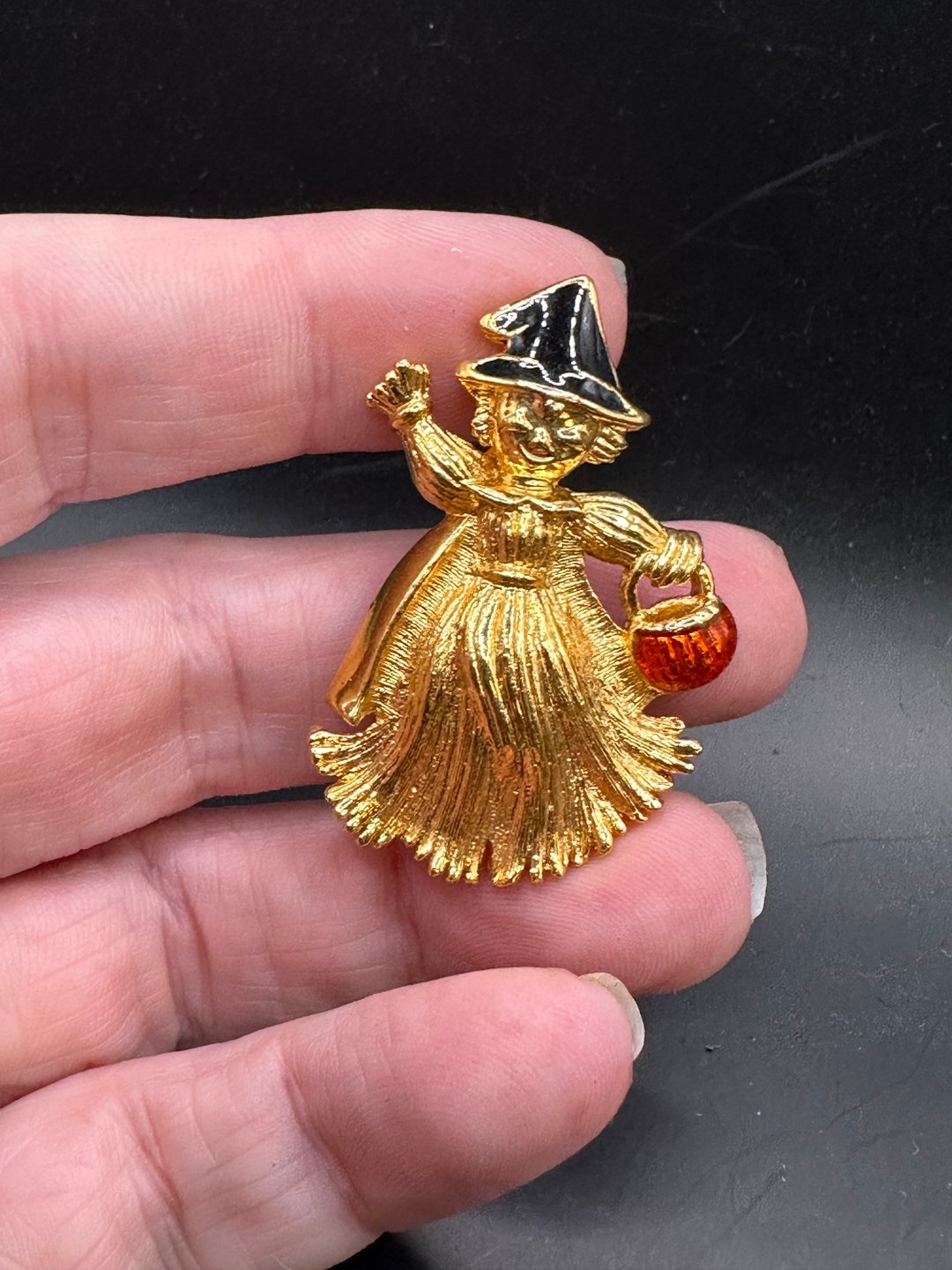 Vintage Fall Halloween Witch Trick or Treat Pin - Etsy