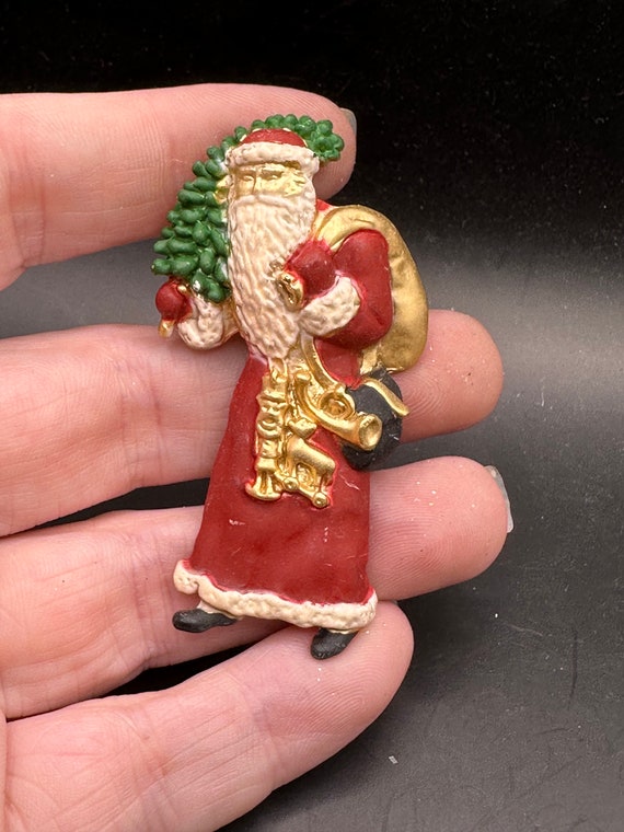 Vintage Santa Claus Christmas Pin by AJC