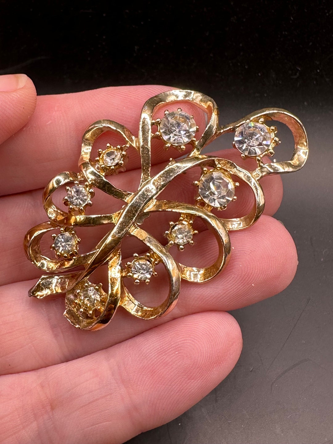 Modern Pin Vintage Modern Abstract Freeform Rhinestone Pin - Etsy