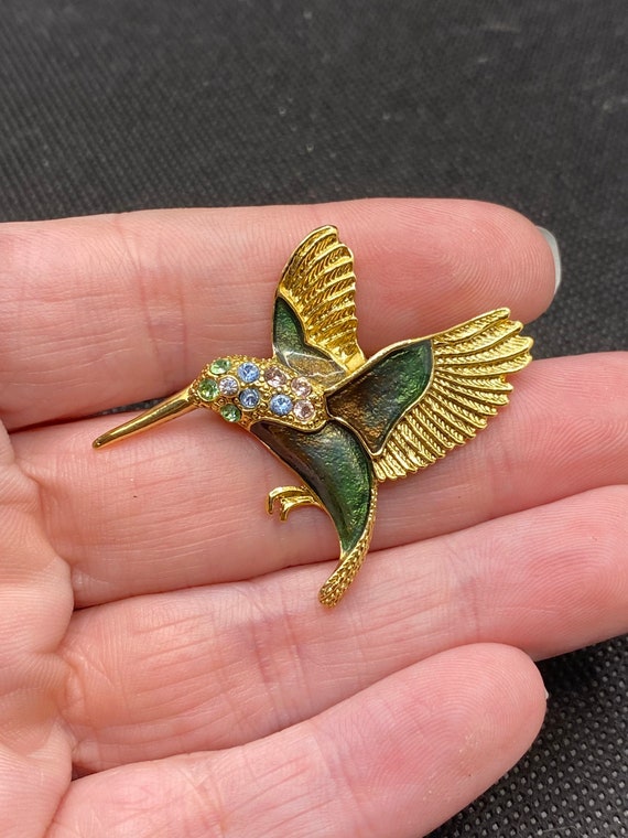 Vintage Light Green Eye Hummingbird Pin Etsy Australia