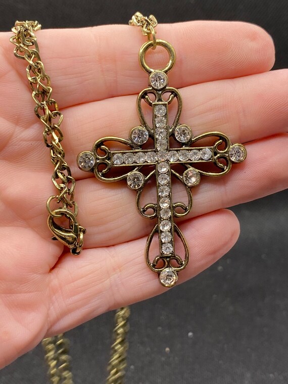 Large rhinestone cross necklace deals