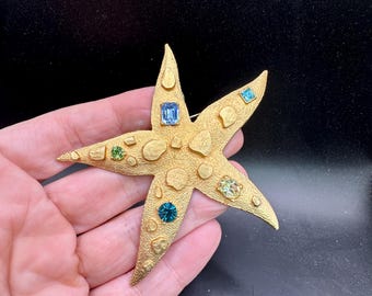 Vintage Rhinestone Starfish Pin