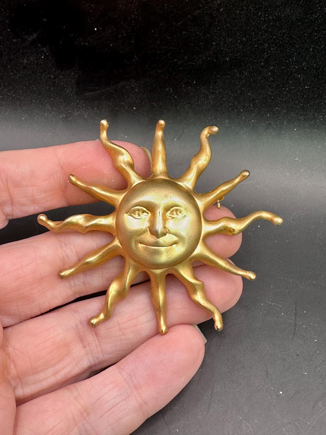 Sun Face Pin Vintage Sun Pin Celestial Smiling Sun Face Brooch Goldtone - Etsy
