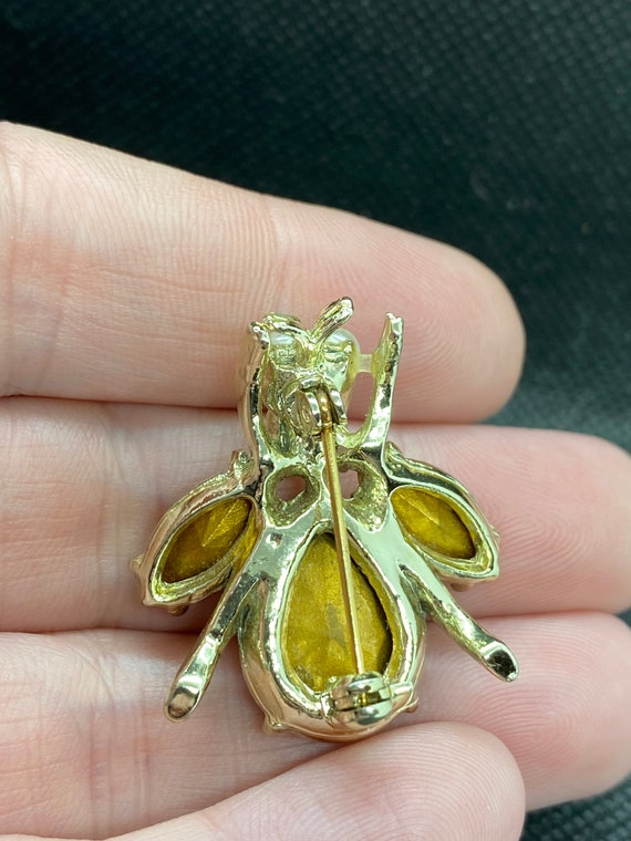 Vintage Bug Pin with Faux Pearls and Rhinestones - image 2
