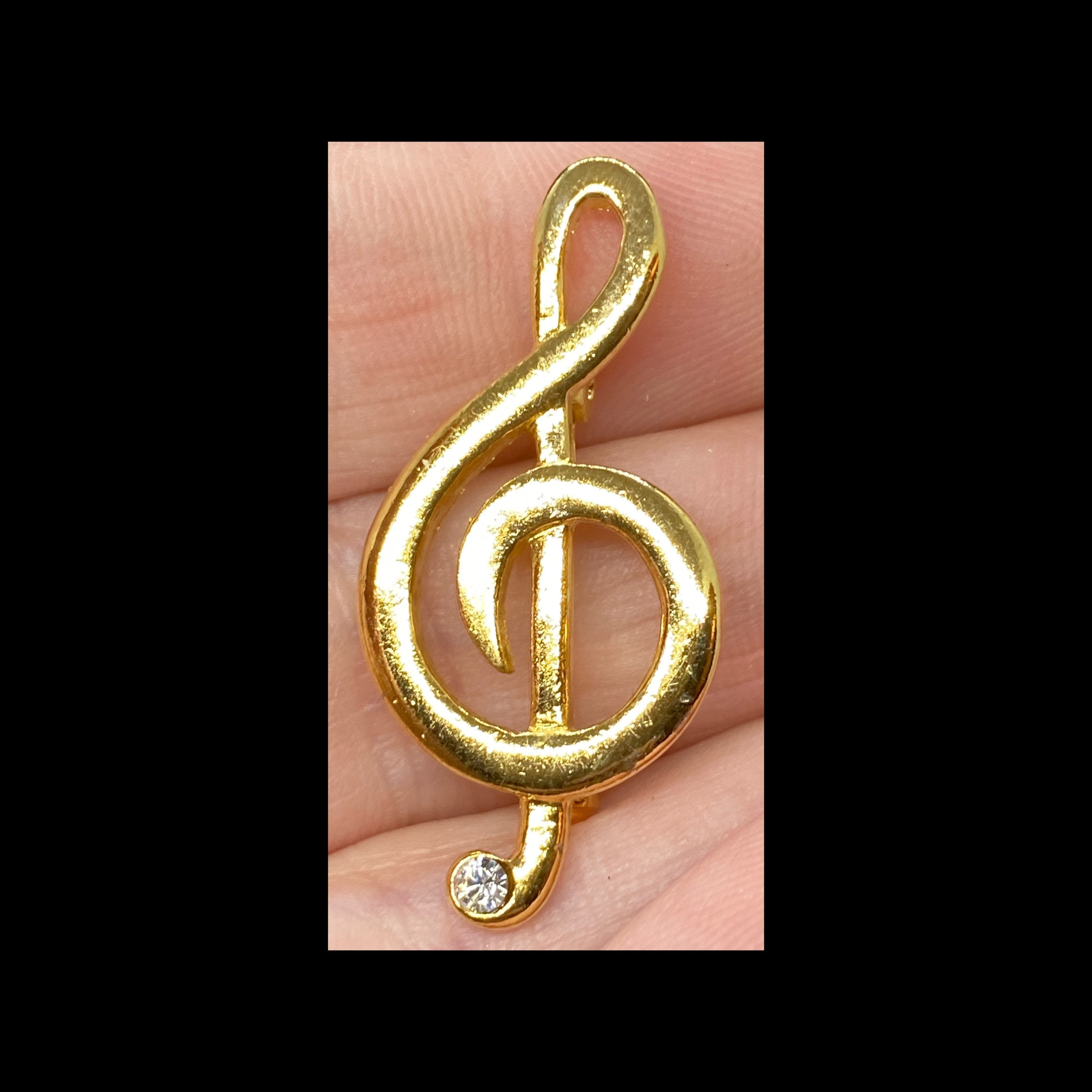 Vintage Rhinestone Music Note Pin - Etsy