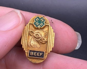 Vintage 1960's 4H County Honor Beef Wrangler Brand Gold-Tone Award Pin