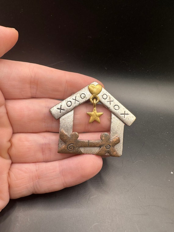 Vintage Mixed Metal Doghouse Pin