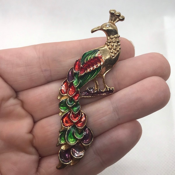 Vintage Peacock Enamel Pin