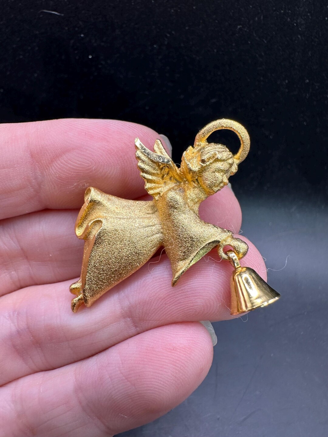 Bell Ringing Angel Vintage Angel Ringing Bell Pin - Etsy