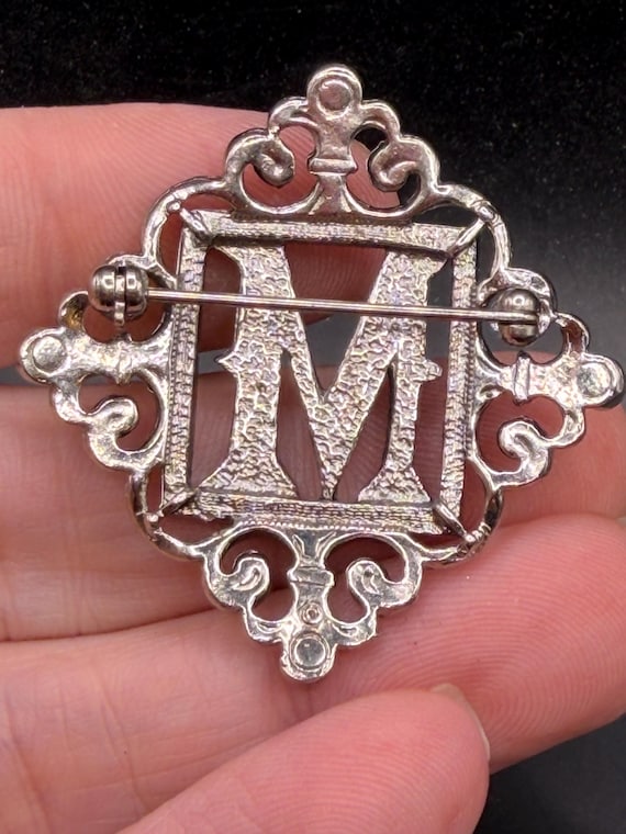 Vintage Silver Tone Scrollwork Monogram Initial M… - image 8