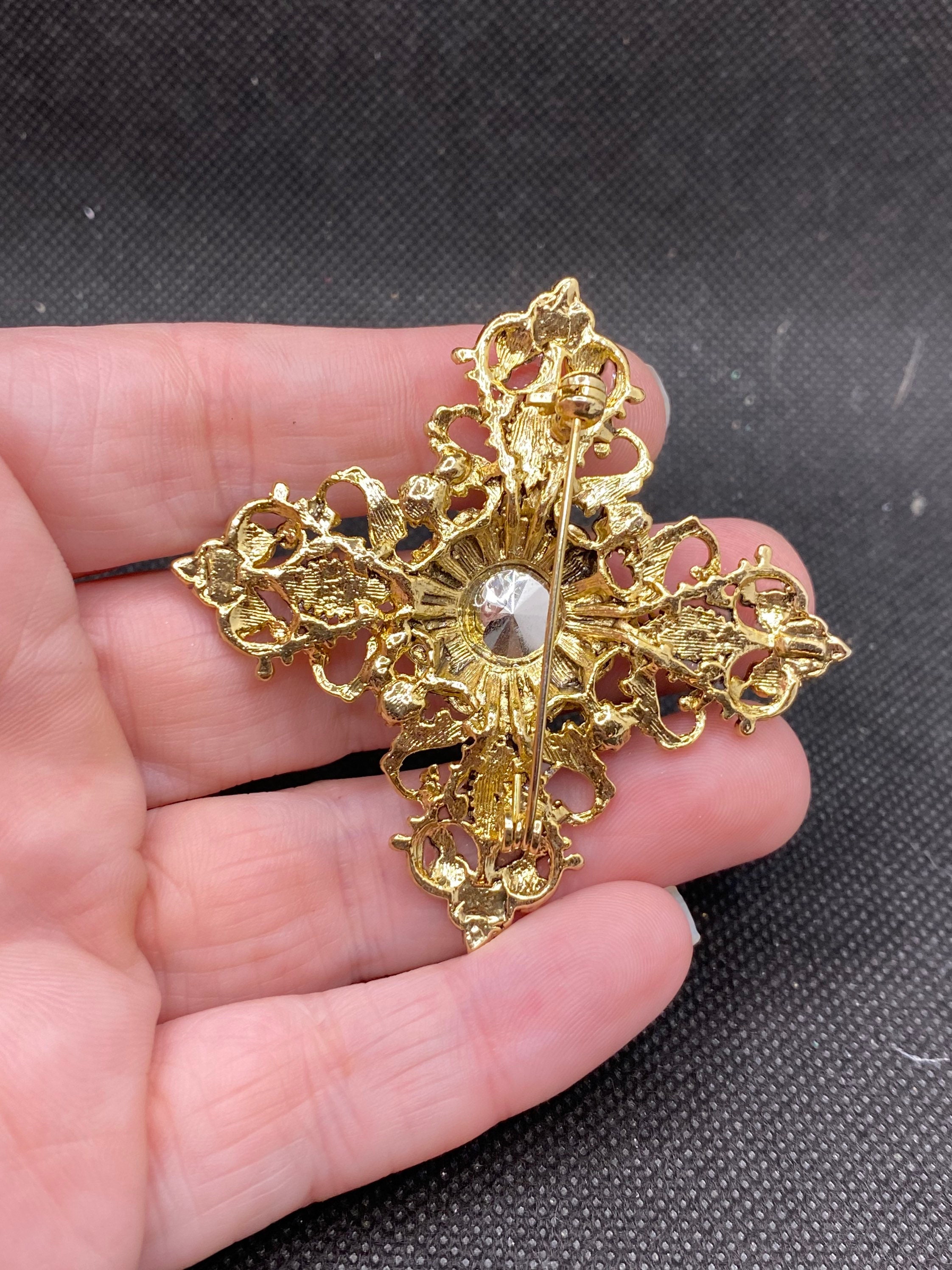 Vintage Large Rhinestone Royal Renaissance Pin Statement Piece - Etsy
