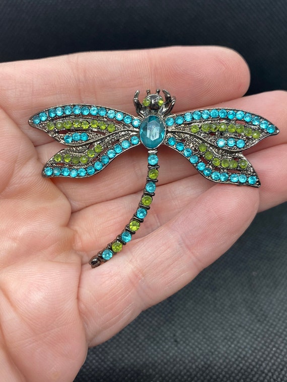 Vintage Rhinestone Dragonfly Pin - image 1